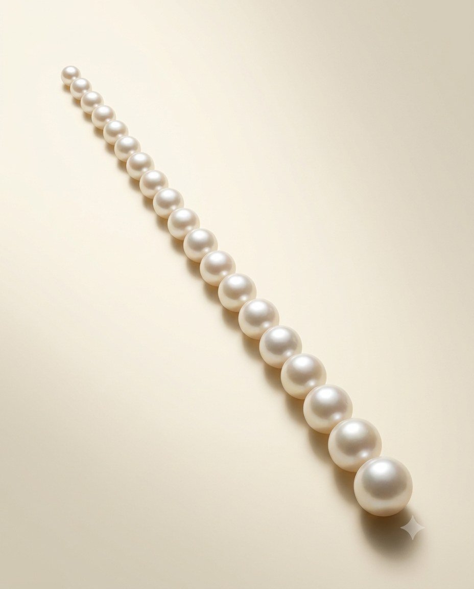 Nobori collection — pearls in a directional size progression